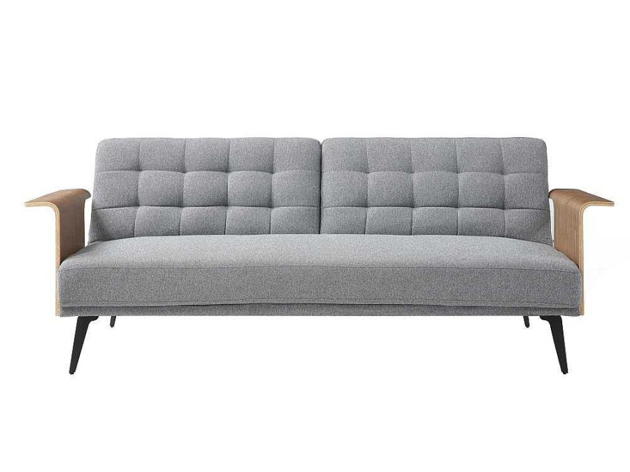 Sofa Cama Clic-Clac E Dobravel | Vente-unique Sofa-Cama De 3 Lugares Em Tecido Cinza Convertivel Clic-Clac - Ninandro