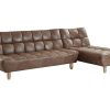 Sofa Cama Clic-Clac E Dobravel | Vente-unique Sofa Cama Modular Em Microfibra Efeito Envelhecido Castanho Vintage - Esteban