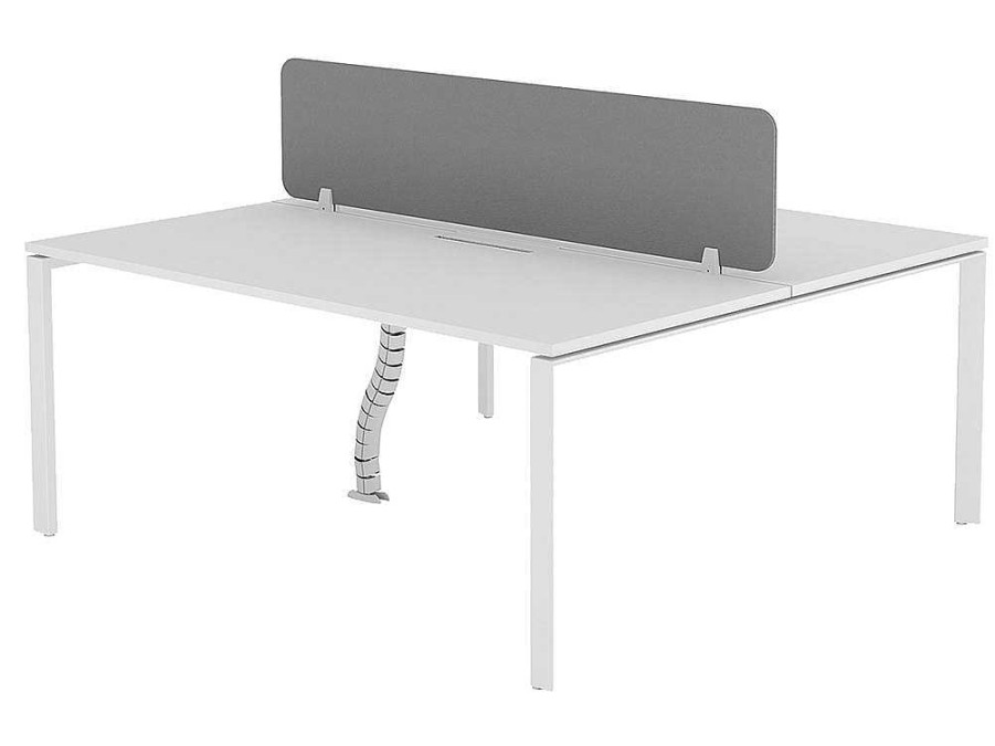 Mobiliario De Escritorio | Workēa Mesa De Escritorio 2 Pessoas Branco C160 Cm, Com Separador - Downtown