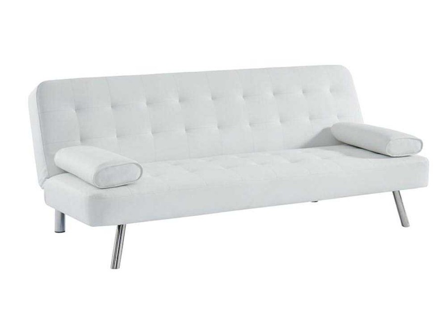 Sofa De 2 Ou 3 Lugares | Vente-unique Sofa Clic-Clac Em Pele Sintetica Branco - Michelle Ii