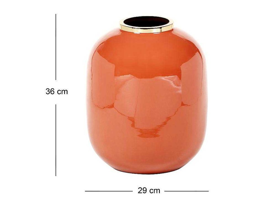 Objeto De Decoracao Interior | OZAIA Vaso Em Metal Esmaltado D.29 X A.36 Cm Acabamento Latao Terracota - Klaudia