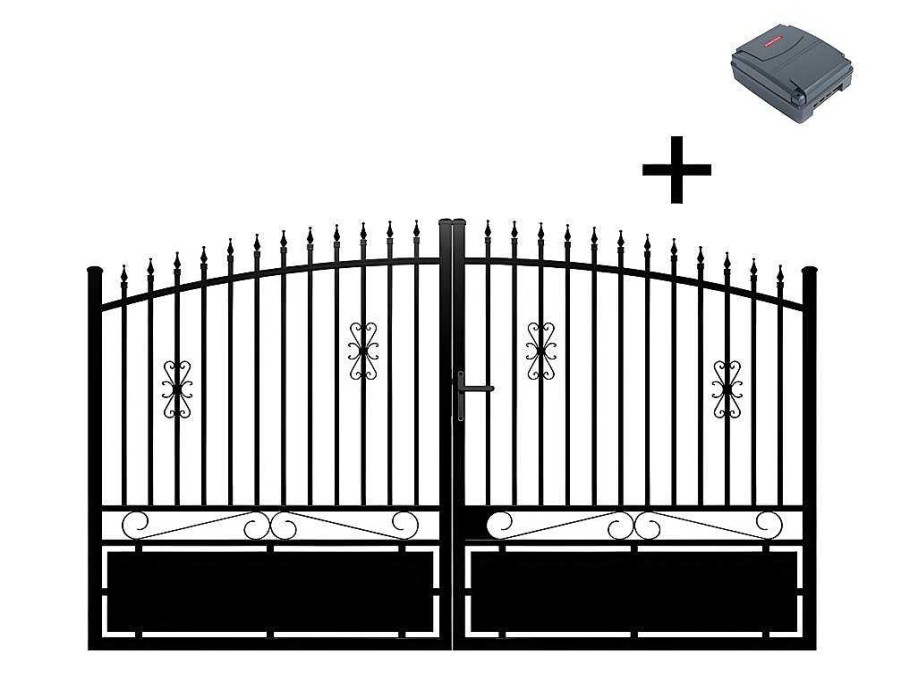 Porta E Portao | EXPERTLAND Pack Portao De Batente Antracite Em Aluminio De C350 X A160/180 Cm + Motor Rive - Nerbis