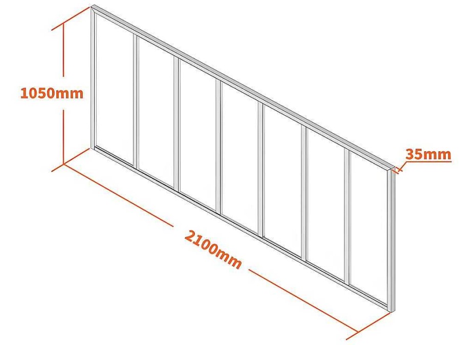 Divisoria De Ambiente | Vente-unique Divisoria De Vidro Em Aluminio Termolacado 210 X 105 Cm Preto - Bayview