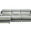 Sofa De Relaxamento Manual | Vente-unique Sofa De Canto Esquerdo Articulado Microfinra Cinzento-Claro E Faixas Antracite - Talca