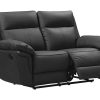 Sofa De Relaxamento Manual | Vente-unique Sofa De 2 Lugares Relax Em Pele De Bufalo Preto - Pakita