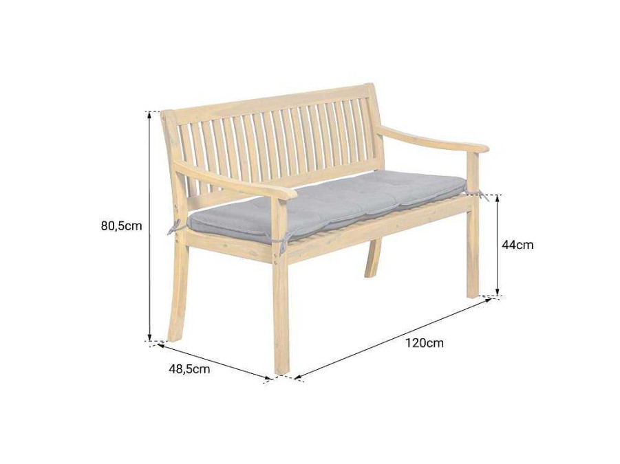 Conjunto Relax De Jardim | Happy Garden Acacia Bench Similan - Almofadas De Creme