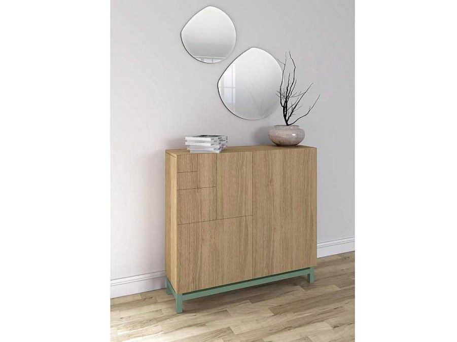 Sapateira | Herdasa Sapateiro/Movel Organizacao - H90Cm X L90Cm X P27Cm Carvalho Dourado Pernas Verde - Copenhague