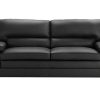 Conjunto De Sofa | Vente-unique Sofa 3+2 Lugares Em Pele De Bufalo Preto - Mimas