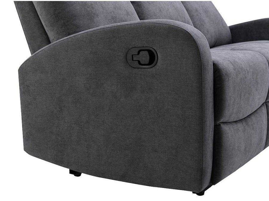 Sofa De Relaxamento Manual | Vente-unique Sofa De 3 Lugares Articulado Em Tecido Cinza - Evelyn