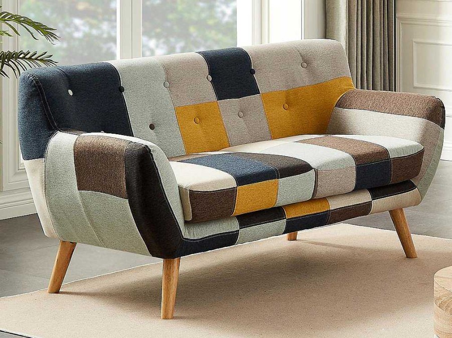 Sofa De 2 Lugares | Vente-unique Sofa De 2 Lugares Em Tecido Patchwork - Serti Ii