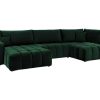 Sofa Panoramico | Vente-unique Sofa De Canto Esquerdo Panoramico Convertivel Veludo Verde Pinho - Esilia Ii