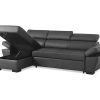 Sofa Em Pele | LINEA SOFA Sofa De Canto Convertivel Em Cama Em Pele Cinzento Escuro - Canto Esquerdo - Jonova