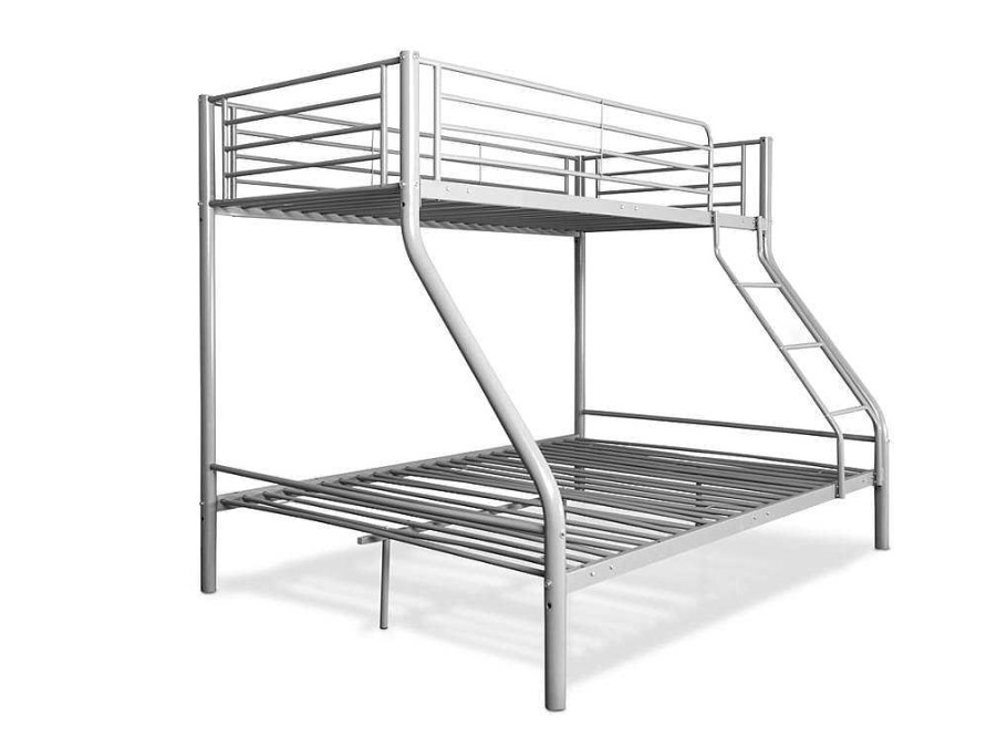 Cama De Adulto | Saldosystocks Beliche Duplo Metalico E Individual Para 3 Pessoas Na Cor Cinza