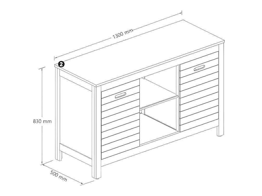 Movel Lavatorio Duplo | Vente-unique Movel De Casa De Banho Em Madeira De Acacia Com Lavatorio Individual De 130 Cm - Pulukan