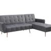 Sofa Cama Clic-Clac E Dobravel | Vente-unique Sofa De Canto Convertivel E Reversivel Em Veludo Antracite - Polani