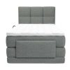 Cama Articulada | Palacio Conjunto Completo Boxspring, Cabeceira De Cama Acolchoada + Sommiers Articulados Eletricos + Colchao + Sobrecolchao 100X200 Cm Tecido Cinzento-Claro - Lodi Da Palacio