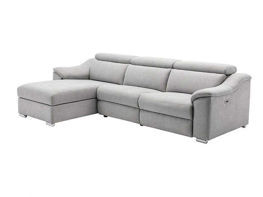 Sofa De Relaxamento Eletrico | Vente-unique Sofa De Canto Articulado Em Tecido Cor Cinza-Claro De Canto Esquerdo - Pedrera