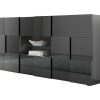 Aparador | Vente-unique Aparador Com Leds, 2 Portas E 2 Gavetas Em Antracite Lacado - Calisto