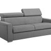 Sofa Cama De Abertura Rapida | Vente-unique Sofa De 3 Lugares Convertivel De Abertura Rapida Em Tecido Vizir - Cinza - Cama De Ripas Largas De 140 Cm - Colchao De 18 Cm