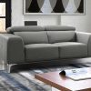 Sofa Em Pele Sintetica | Vente-unique Sofa De 2 Lugares Em Pele Sintetica Cinza - Wanaka