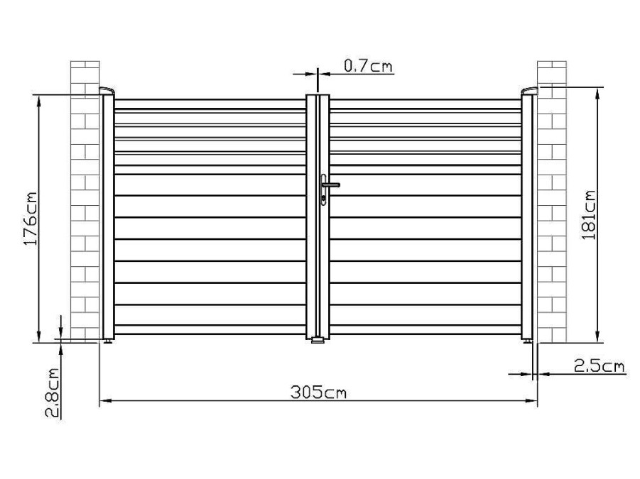 Porta E Portao | EXPERTLAND Portao De Batente Em Aluminio Estilo Persiana De C305 X A181 Cm Cor Antracite - Viazo