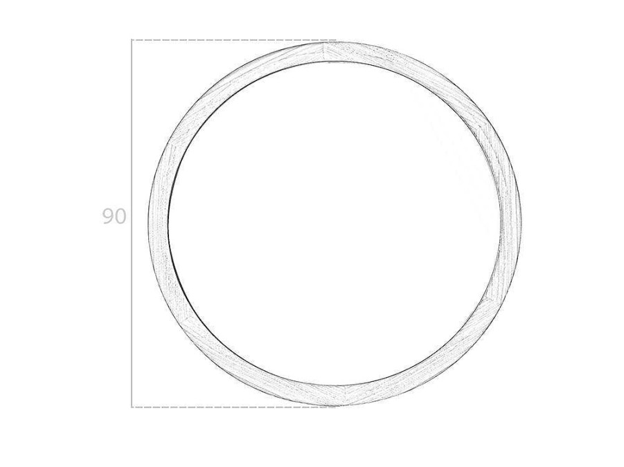Espelhos | Angel Cerda Espelho De Parede Circular Com Moldura De Madeira Folheada A Nogueira. 3084