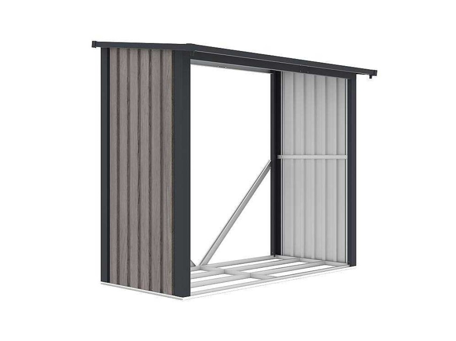 Abrigos De Jardim | EXPERTLAND Abrigo Para Lenha Metal Aco Galvanizado Efeito Madeira 1,98 M3, 2 Esteres, C182 X L89 X A156 Cm - Birwood