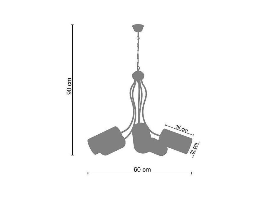 Lustre | TOSEL Lustre Tosel Avignon Plastico Braco Castanho D60 X H90 Cm