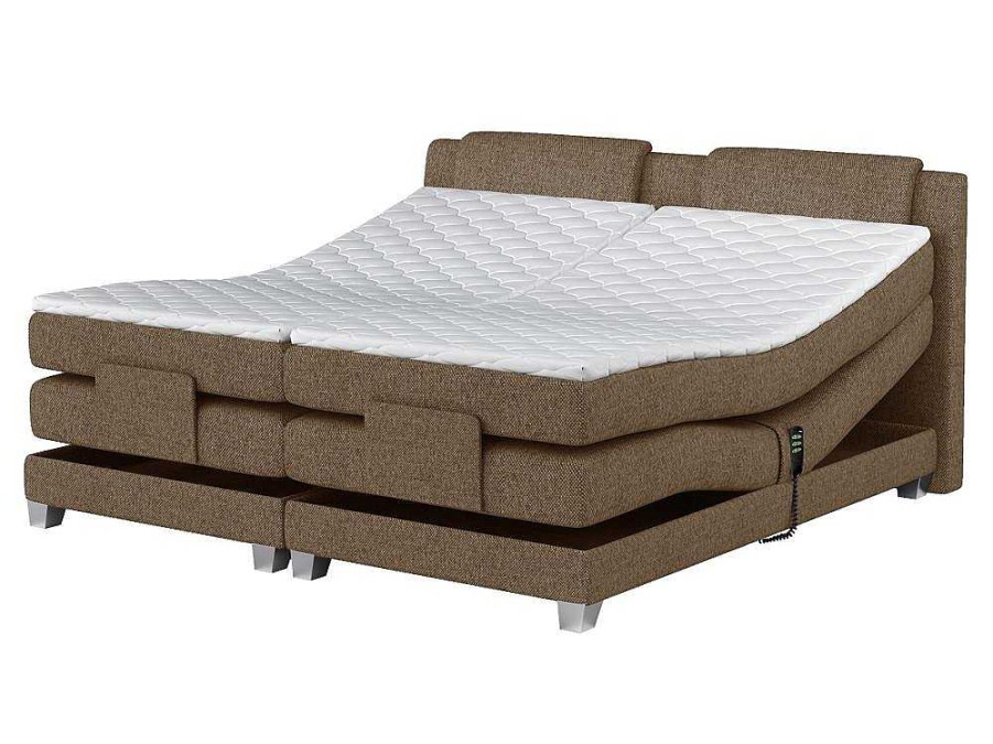 Cama De Adulto | Palacio Conjunto Boxspring Cabeceira De Cama + Sommier De Relaxamento Eletrico + Colchao + Sobrecolchao Castel Da Palacio - 2X90X200 Cm -Tecido Bege