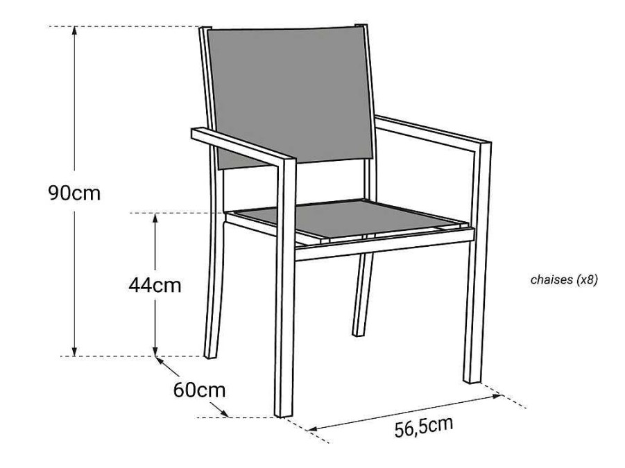 Conjunto Mesa E Cadeiras De Jardim | Happy Garden Conjunto De 8 Cadeiras De Aluminio Em Tons - Textilene Taupe