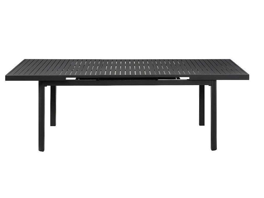 Conjunto Mesa E Cadeiras De Jardim | MYLIA Conjunto De Jardim Mesa E Cadeiras De Jardim Em Aluminio: Uma Mesa Extensivel 180/240 Cm E 8 Cadeiras Empilhaveis - Cinza Escuro - Nauru