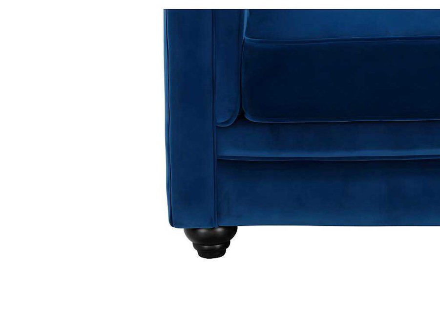 Conjunto De Sofa | Vente-unique Sofa De 3+2 Lugares Em Veludo Cor Azul Real - Chesterfield