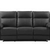 Sofa De Relaxamento Manual | Vente-unique Sofa De 3 Lugares Relax Em Pele De Bufalo Preto - Pakita