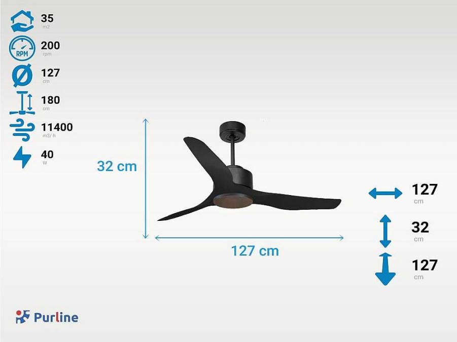 Ventilador | Purline Ventilador De Tecto Reversivel Termostato Regulavel Termostato Wifi Motor Dc Tectos Inclinados Controlo Remoto Adaptador De Luz De Tres Tons 2/3 Laminas Memoria Hipersilenciosa