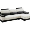 Sofa De Canto | LINEA SOFA Sofa De Canto Direito Em Tecido E Pele Preta E Creme - Aragon