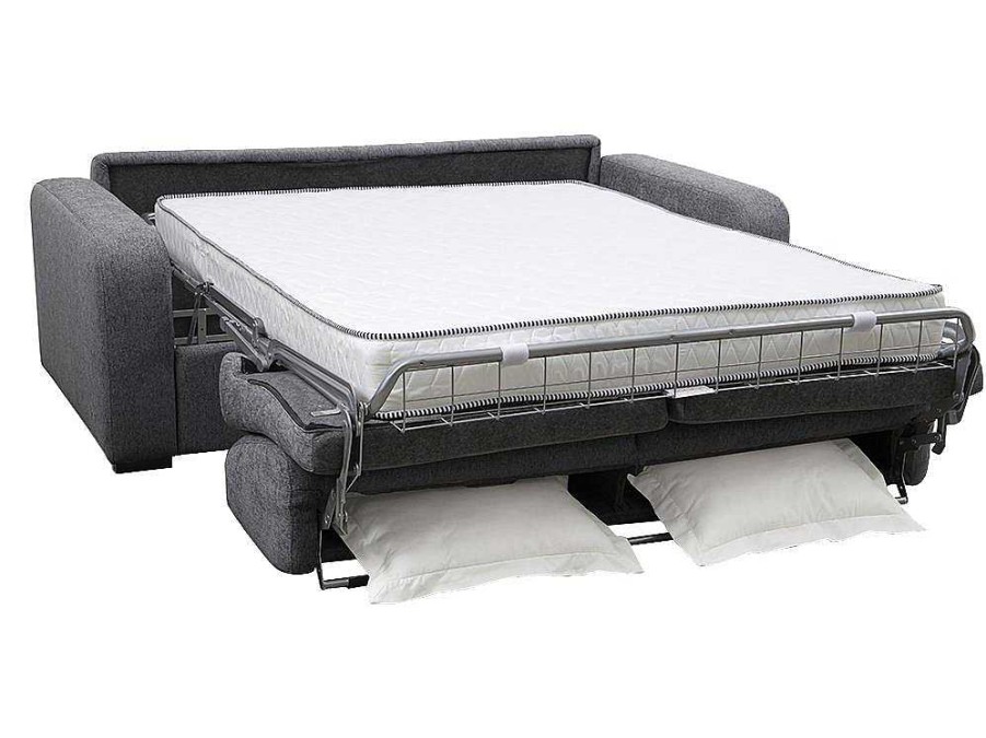 Sofa Cama De Abertura Rapida | Vente-unique Sofa De 3 Lugares Convertivel De Abertura Rapida Em Tecido Cor Antracite Bevis - Colchao De 18 Cm