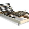 Sommier | Vente-unique Sommier De Relaxamento Com Ripas Em Camadas - 5 Planeamentos De Cama - Firmeza Regulavel - 90 X 200 Cm - Branco