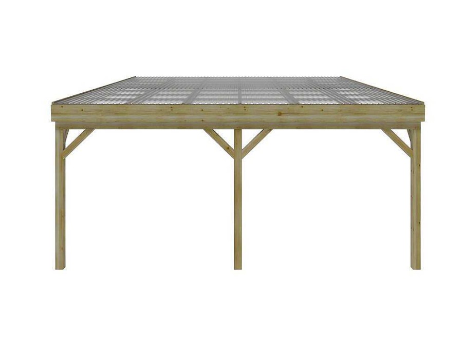 Pergola, Coreto, Quiosque | EXPERTLAND Abrigo Para Carro Duplo Adossado Em Madeira Tratada Com Teto Em Pvc, 2 Viaturas, 29,3 M Da Expertland - Artemida