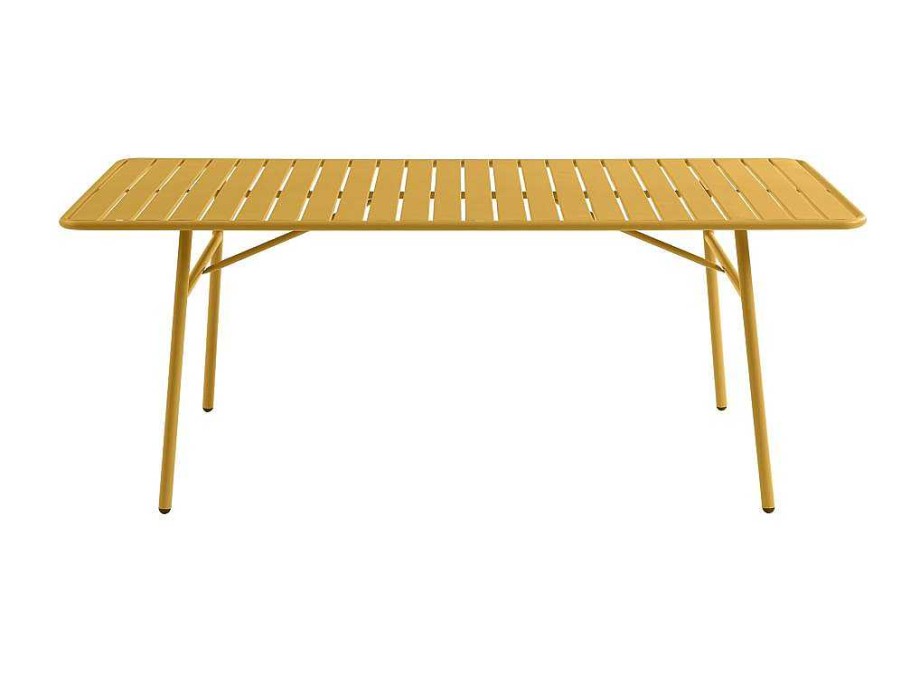 Conjunto Mesa E Cadeiras De Jardim | MYLIA Mesa De Jardim C160 Cm Metal Amarelo Mostarda - Mirmande De Mylia