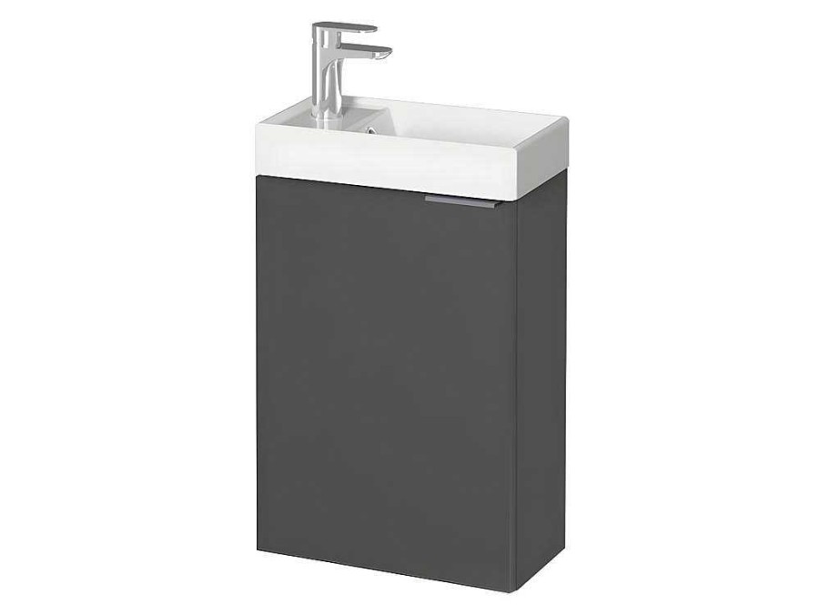 Movel De Wc | Vente-unique Armario Com Lavatorio Suspenso Taho - Cinza