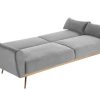 Sofa Cama Clic-Clac E Dobravel | Vente-unique Sofa Cama Clic Clac De 3 Lugare Em Veludo Cinzento Claro -Launei