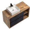 Movel Lavatorio Individual | Vente-unique Movel De Casa De Banho Suspenso Lavatorio Simples Cor Natural E Antracite De 100 Cm - Tikitiki