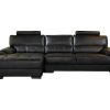 Promocoes Sofas & Poltronas | LINEA SOFA Sofa De Canto Em Pele Preto - Canto Esquerdo - Metropolitan Ii