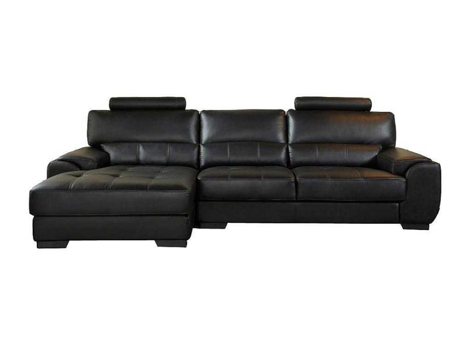 Promocoes Sofas & Poltronas | LINEA SOFA Sofa De Canto Em Pele Preto - Canto Esquerdo - Metropolitan Ii