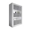 Biblioteca, Vitrina, Estante | Vente-unique Vitrina Com Leds E 4 Portas Disponivel Em Branco Lacado E Cimento - Comete