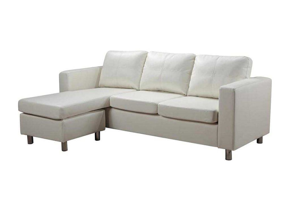 Sofa Em Pele Sintetica | Vente-unique Sofa De Angulo Reversivel Em Pele Sintetica Ackley- Marfim