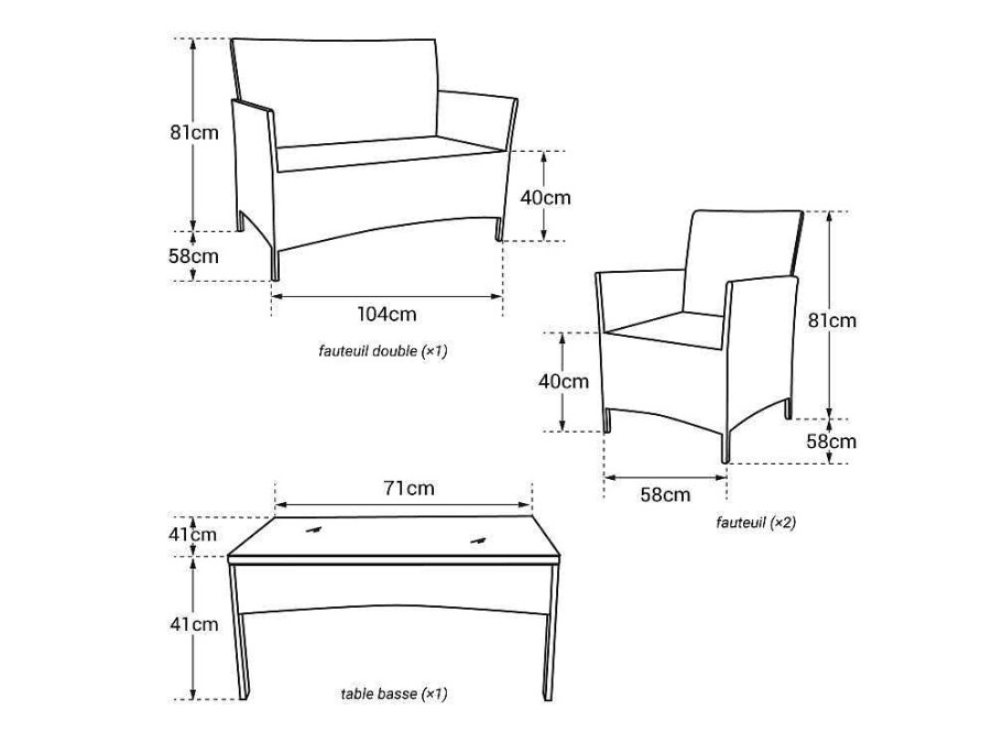 Conjunto Relax De Jardim | Happy Garden Mobiliario De Jardim Em Resina Tecida Castanha Cordoue 4 Lugares - Almofadas Em Fita