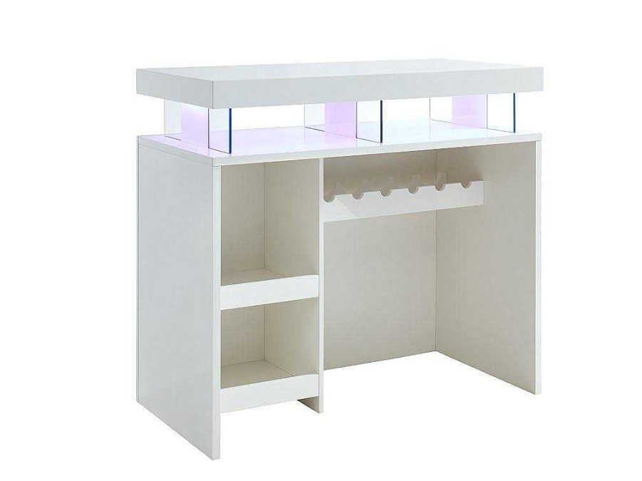 Movel De Bar | Vente-unique Movel Para Bar Fabio - Mdf Lacado Branco - Leds