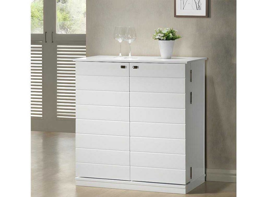 Movel De Bar | Vente-unique Movel Bar Gordon - Seringueira E Mdf - Cor Branco