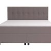 Cama Boxspring, Cama Continental | Ysmée Conjunto Boxspring Completo Cabeceira + Sommiers + Colchao + Sobrecolchao Siero Da Ysmee - 180 X 200 Cm - Tecido - Cinzento